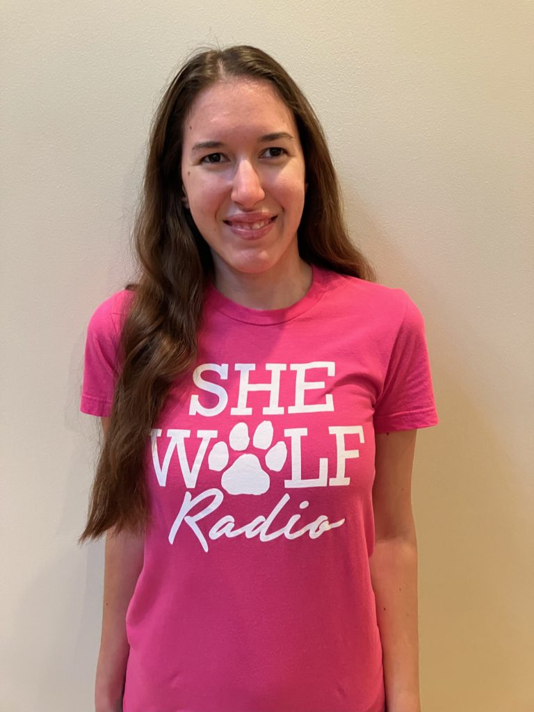 Demi Michelle wearing her She Wolf Radio T-shirt