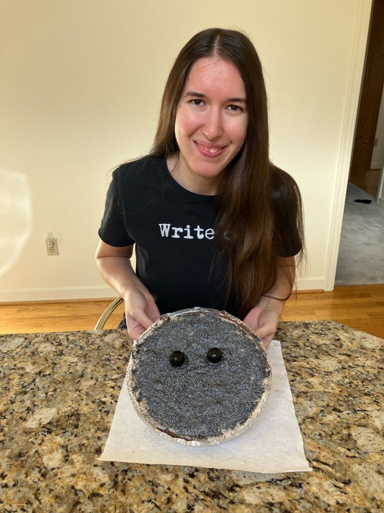 Demi smiling with her Dabria’s Shadows ice cream pie