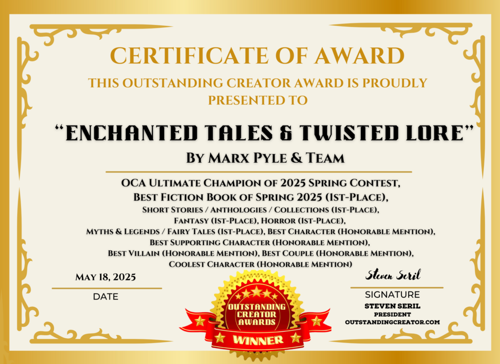 Enchanted Tales & Twisted Lore Awards Certificate